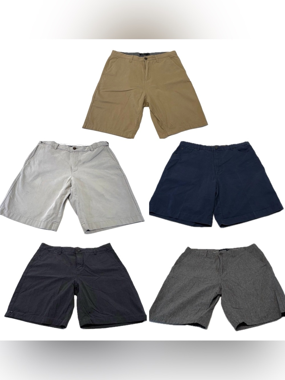 Men's Shorts Lot Bundle of 5 - Size 34 Chino Flat-Front Casual Summer